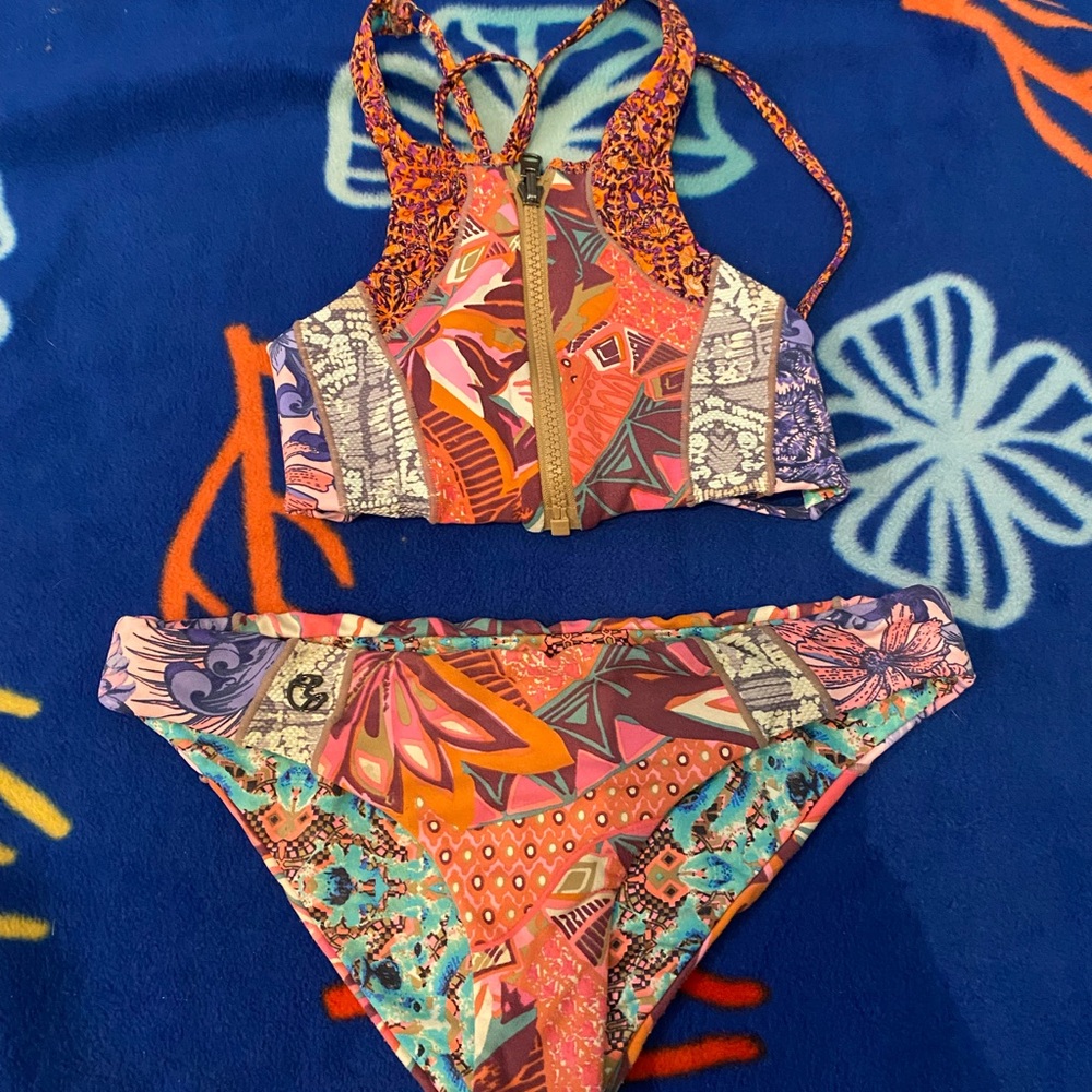 Colorful Patterned Bikini Set reversible